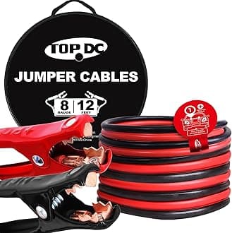 8 Gauge 12 Feet Jumper Cables for Car Battery, Heavy Duty Automotive Booster Cables for Jump Starting Dead or Weak Batteries with Carry Bag,(TD-P0812)