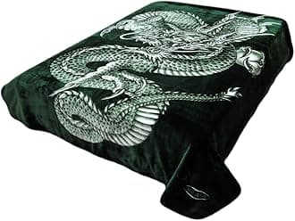 SOLARON Korean Super Thick Heavy Weight Mink Blanket (Queen, Dragon Black)
