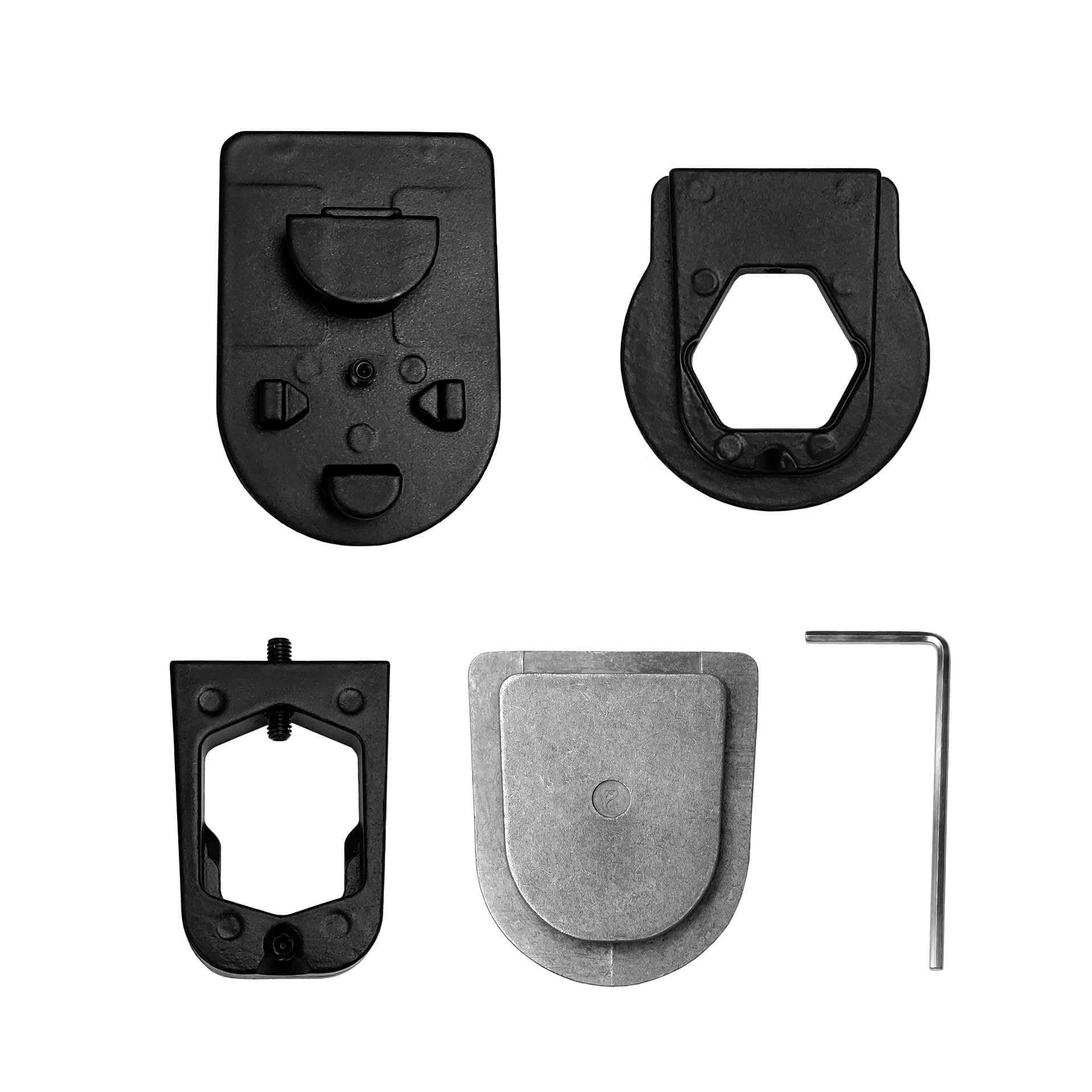 Master Tailgaters Rear View Mirror FOUR Metal Bracket Adapters with Universal Mirror Mounting Button Base | Compatible with Volkswagen, Audi, Dodge, Ford, Honda