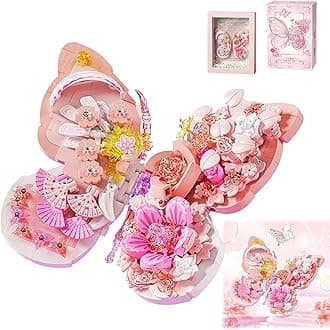 Pink Flower Starmoon Butterfly Building Block 560Pcs, Insects & Flower Blocks Toy with Photo Frame, Compatible with Lego 853792 Accessory, Artistic Toy with Ages 6+ (Pink Butterfly)