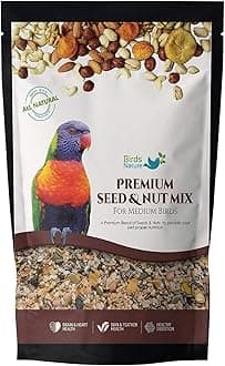 Premium Seed & Nut Mix Food for Medium Birds,Cockatiels,Caiques,Small Conure,Lories and Lorikeets,Poicephalus,Love Birds,Quaker (5kg)