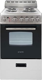 Electric Range Oven Compact Design, 2.1-Cu.Ft. Capacity with 4 Coil Burners, Framed Glass Oven Door, Storage Drawer and Broiler with Pan Perfect for Apartments, 20-Inch, Stainless Steel