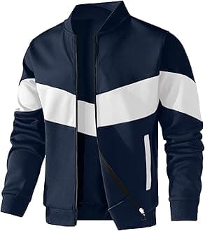 HYPESTFIT Mens Lightweight Jacket Casual Bomber Jacket Color Block Varsity Coat