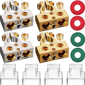 Battery Terminal Connectors, 0/2/4/6/8/10 AWG Battery Terminals, Heavy Duty Car Battery Terminal, Top Post Multiple (Beige)