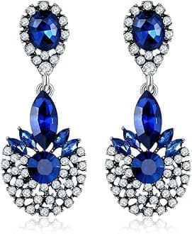 Earrings for Women and Girls | Multicolor Stone Crystal | Silver Tone Drops | Oval Shaped | Birthday Gift for Girls and Women Anniversary Gift for Wife