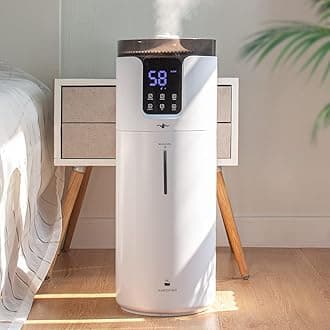 Whole House Humidifiers for 2000 sq.ft, 4.2Gal/16L Quiet Cool Mist Top Fill Floor Humidifier with Essential Oil Tray, 4 Mist Modes, Remote, Beige Plastic, Automatic Operation
