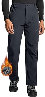 Mens Snow Ski Hiking Pants Winter Fleece Lined Outdoor Waterproof Insulated Zipper Bottom Leg