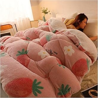 RRNAR Down Duvet, Cashmere Quilt, Quilt/quilts, Comforter, Winter Quilt Thicken Lamb Cashmere Duvet for All Seasons, Soft and Durable Heavy Quilts, Machine Washable,E,200x230cm(5kg) [Energy Class A]