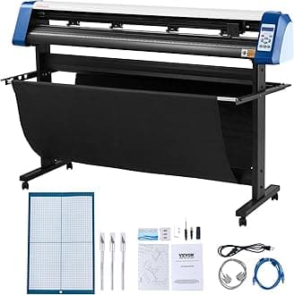 Vinyl Cutter 53 Inch Vinyl Cutter Machine Semi-Automatic DIY Vinyl Printer Cutter Machine Manual Positioning Sign Cutting with Floor Stand Signmaster Software