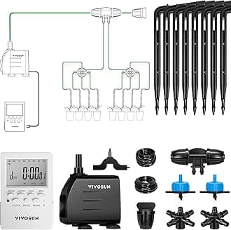 Professional Automatic Drip Irrigation Kits, 15W Output, All in One Professional Grow Kit- Includes Pump, Timer and Regulator, 8 Pots Garden Plant Watering System, Plant Waterer Indoor Outdoor