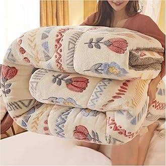 RRNAR Down Duvet, Cashmere Quilt, Quilt/quilts, Comforter, Winter Quilt Thicken Lamb Cashmere Duvet for All Seasons, Soft and Durable Heavy Quilts, Machine Washable,H,150x200cm(2.5kg) [Energy Class A]