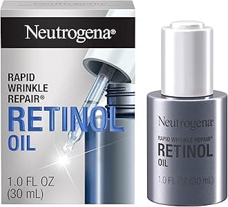 Neutrogena Rapid Wrinkle Repair Anti-Wrinkle Retinol Face Serum Oil, Lightweight Anti-Wrinkle Serum To Remove Dark Spots, Deep Wrinkle Treatment with Concentrated Retinol SA, 1.0 fl. oz