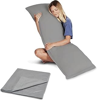 Snuggle-Pedic Body Pillow for Adults w/Grey Pillowcase- Pregnancy Pillows w/Shredded Memory Foam - Firm Maternity Side Sleeper Pillow for Adults - Long Cuddle Pillow for Bed - 20x54 Full Body Pillow