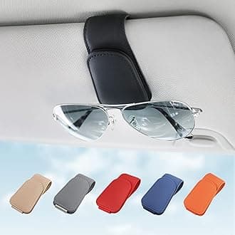KanSmart Sunglass Holder for Car Visor Sunglasses Clip Magnetic Leather Glasses Eyeglass Holder Interior Car Accessories for Woman Man -2 Packs Black