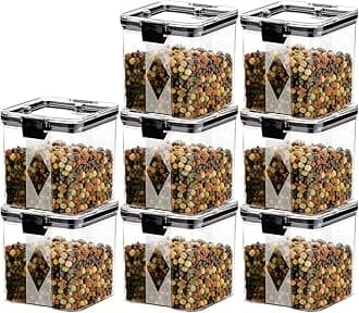 GOLWYN Plastic Kitchen Storage Containers Set, Airtight Kitchen Storage Boxes, Air Tight Container For Kitchen Storage Set, Kitchen Accessories And Organizer Items (Transparent, 700 ML Set Of 8)