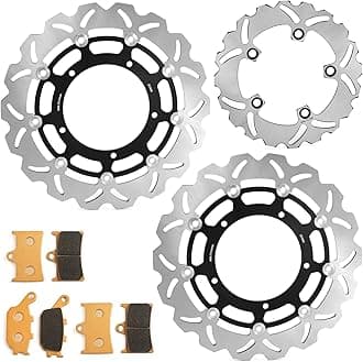 Front Rear Brake Disc Rotors Pads Kit for Yamaha YZF-R1 04-06 15-21 YZF-R1M 15-21 YZF-R6 17-21