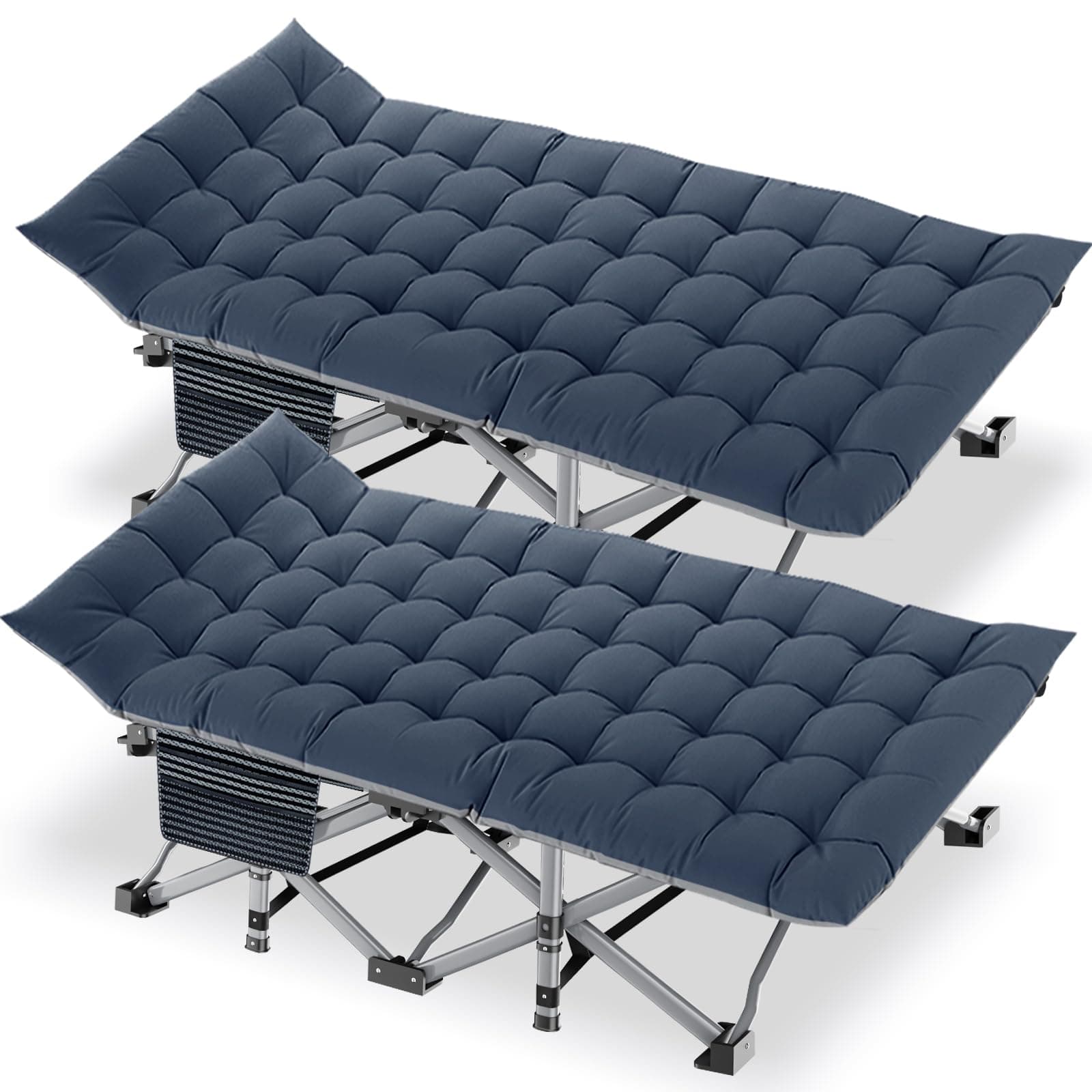 DoCred Folding Camping Cot with Mattress, 2 Pack Heavy Duty Folding Cot for Adults, Portable Sleeping Cot Bed Adults Outdoor Bed with Carry Bag, Travel Camp Cots
