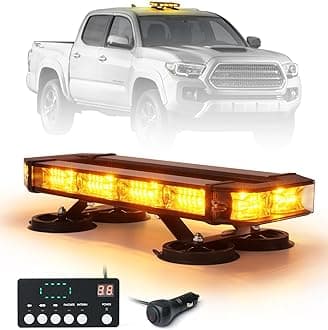 72 LED Rooftop Emergency Strobe Light Bar w/Control Panel Magnetic Base Warning Flashing Beacon Caution Traffic Lightbar for Construction Vehicles Trucks Postal Mail Carrier Snow Plow - Amber