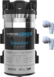 MEETOS PLATINUM Booster Pump 100 GPD, Ro Motor with 2 Elbow Compatible with All Types of Water Purifier,Noiseless, Copper Wilding, Universal Type Motor, 2 Year Warranty