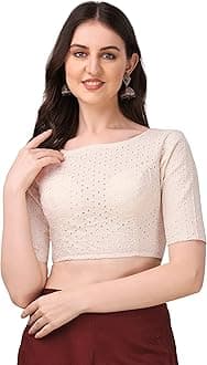 Oomph!Womens Cotton Blouse with Boat Neck and 3/4 Sleeve