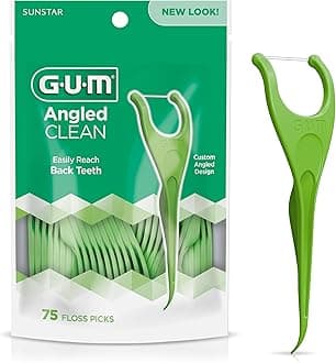 Angled Floss Picks, Perfect for Tight Teeth, Extra Strong Shred-Resistant Dental Floss, Angled for Easy Reach, Dental Flossers for Adults, Fresh Mint Flavor, 75 Count