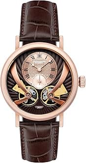 - Beaufort Men's Watch – Automatic Open-Heart Movement, 43mm Stainless Steel Case, Leather Strap, Water Resistant 50m, ES-8059