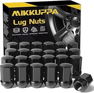 MIKKUPPA 24pcs M14x1.5 Lug Nuts - Replacement for 1999-2024 Chevy Silverado 1500, 2012-2024 Chevy Suburban, 2000-2024 GMC Yukon, 2012-2024 Ram 1500, 7/8" Hex Black Closed End OEM Lug Nuts