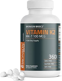 - Bronson Vitamin K2 MK-7 100 MCG, K2 as MK7 Menaquinone, Bone Support, 360 Tablets