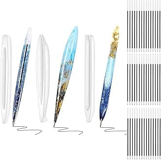 3Pcs Pen Resin Mold, Epoxy Resin Molds with 45Pcs Ink Pen Refills,Ballpoint Pen Silicone Molds Resin Casting Molds for DIY Crafts Making and Student Gift