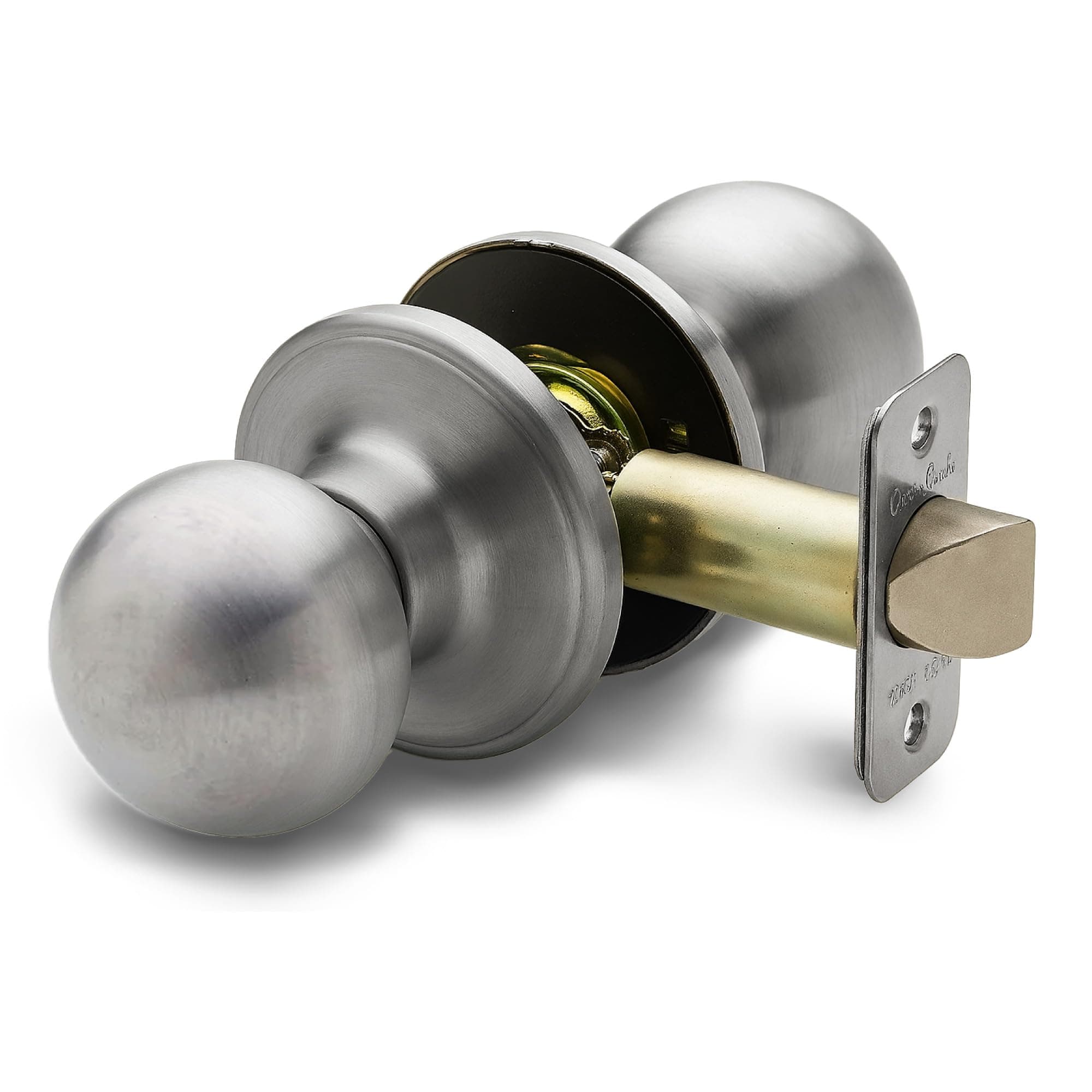 Passage Interior Door Knob – ANSI Grade-3 Certified, Modern Heavy Duty Handle, Easy Install and Reversible for Bedroom, Bathroom & Closets – Satin Stainless (1 Pack)