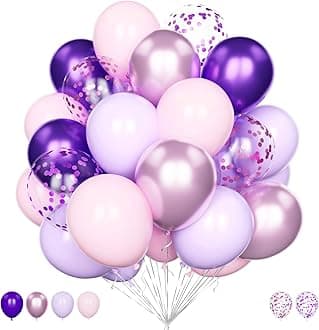 Pink and Purple Balloons, 20Pcs 12 Inch Pastel Purple Baby Pink Balloons with Metallic Pink Purple Confetti Helium Latex Balloons Pack for Girls Women Birthday Wedding Anniversary Party Decorations