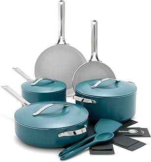Oprah's Favorite 2024 PAS Free Ceramic Nonstick Fry Saute Stock Cookware Pot Cookware Lid Induction Safe Dishwasher Oven Safe Deep Teal by GreenPan Nova