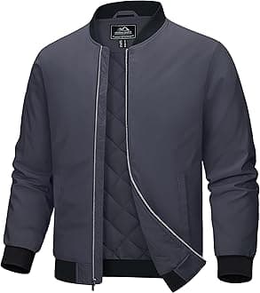 MAGCOMSEN Bomber Jackets for Men Winter Casual Quilted Jacket Warm Windproof Padded Jackets Zip Up Coats