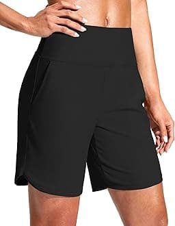G Gradual Women's 7" Quick Dry Swim Board Shorts Swimming Bottoms High Waisted Beach Shorts for Women with Liner Pockets