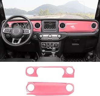 RT-TCZ Center Console Trim Cover Dashboard Control Panel Cover Decorative Interior Accessories for Jeep Wrangler JL JLU & Gladiator JT 2018-2022,Pink