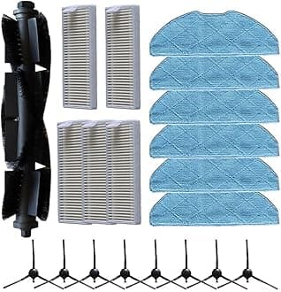 Vacuum Cleaner Replacement Parts Kit For Eureka Lvac Voice Nuo Dynaking R21 For LG R580HK R585HK With Main Brush Side Brushes HEPA Filters Microfiber Mop Cloths Set(B)
