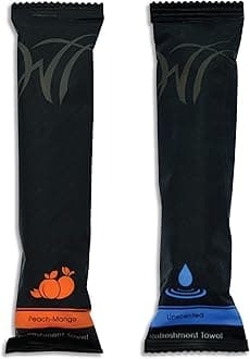 White Towel Services 8" x 8" inch Moist Cotton Towel Individually Wrapped - Peach-Mango & Unscented (Case of 100) *