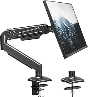 BONTEC Single Monitor Arm Desk Mount for 13-34 Inch Screens, Adjustable Gas Spring Arm with Tilt, Swivel, Rotation, VESA 75x75mm 100x100mm, Holds up to 19.8lbs, C-Clamp & Grommet Base, Ergonomic Stand