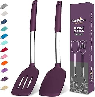 Silicone Spatula Set - Turner Spatulas Silicone Heat Resistant 600°F - Slotted & Solid Spatula for Cooking Fish, Eggs, Pancakes Flipper – Spatulas for kitchen use – Berry