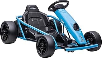 - Aosom 24V 8.1 MPH Electric Go Kart, Drifting Car Battery Powered Ride on Toy Outdoor with Slow Start, Music, Horn Honking and Safety Belt, for 8-12 Years Old, Blue