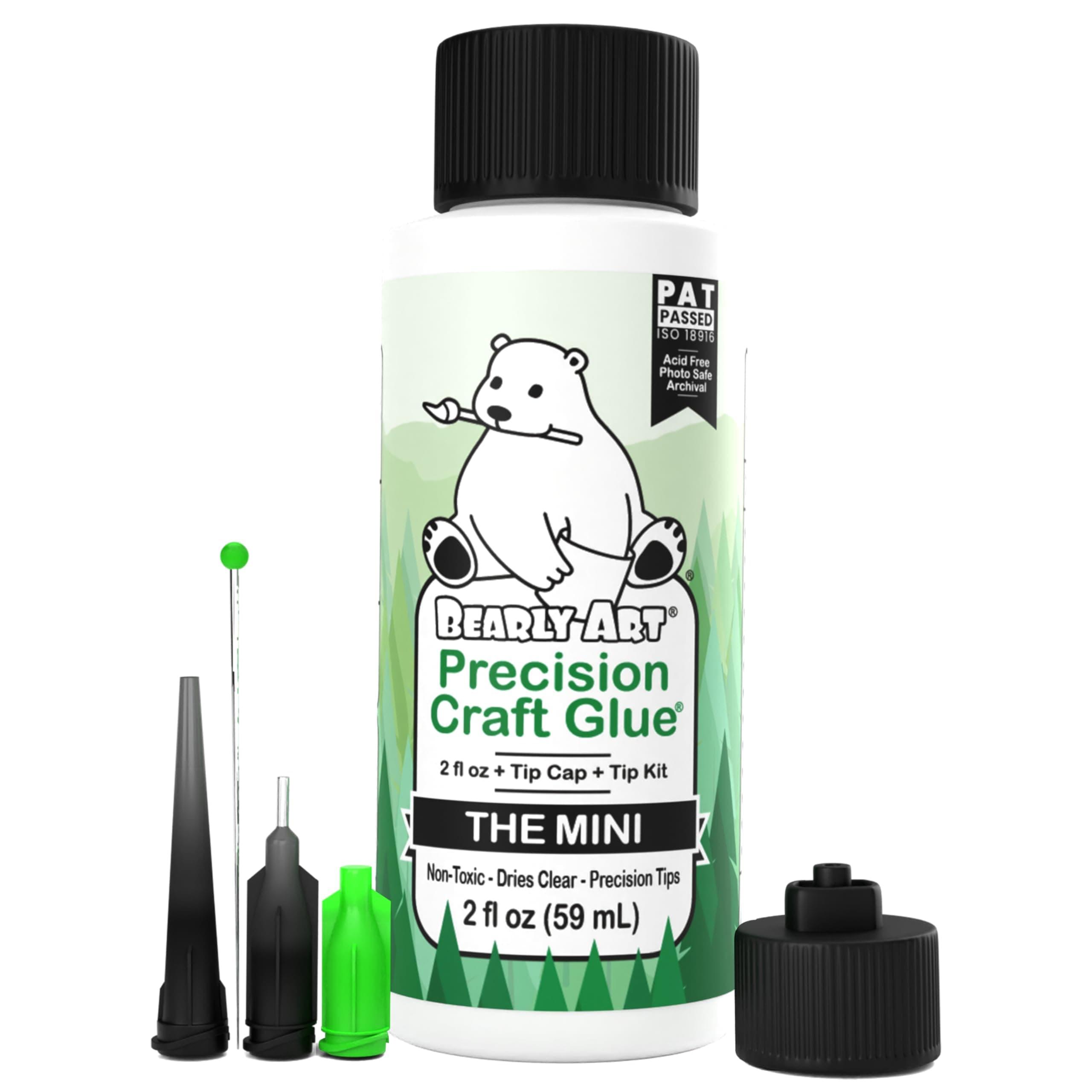 Precision Craft Glue - The Mini - 2fl oz with Tip Kit - Acid Free Archival - Strong Hold Adhesive - Ideal for Fine Paper Crafting Scrapbooking and Card Making - Made in USA