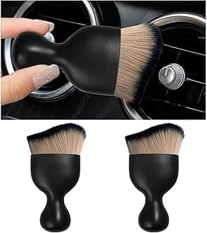 Dickno 2PCS Car Interior Dust Brush, Soft Scratch Free Auto Detailing Brushes, Universal Vehicle Interior Cleaning Tool for Automotive Dashboard, Air Vents, Leather (Brown & Black)