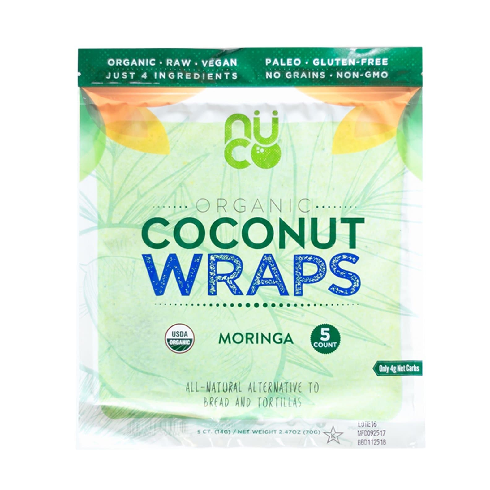 NUCO Organic Moringa Coconut Wraps