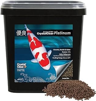 CrystalClear Platinum Fish Food, Premium Floating Pellets for Koi & Goldfish – Boost Growth, Color, and Wellness in Backyard Ponds & Water Gardens, 3mm Pellets, 4.4 Pounds