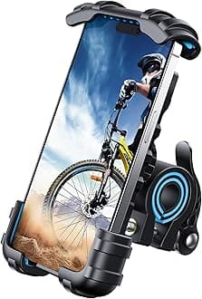 Bike Phone Holder, Motorcycle Phone Mount - Motorcycle Handlebar Cell Phone Clamp, Scooter Phone Clip for iPhone 14 Plus/Pro Max, 13 Pro Max, S9, S10 and More 4.7" - 6.8" Smartphones, Blue