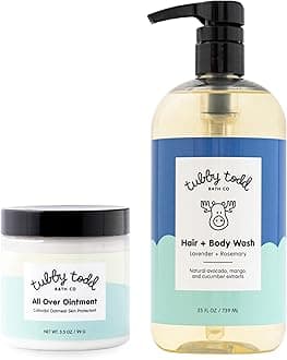 TUBBY TODD's Baby Body Wash & All Over Ointment Eczema Set - Gentle, Hypoallergenic Skincare for Newborns & Toddlers - 25oz, Lavender Rosemary