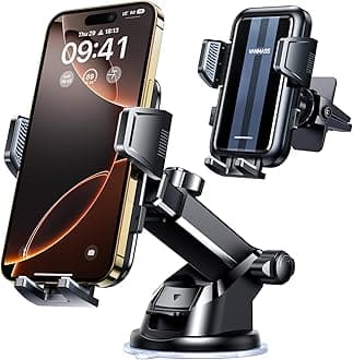 VANMASS 【85+LBS Strongest Suction & Military-Grade Ultimate Car Mount【Patent & Safety Certs】 Cell Phone Holder Truck Stand for GPS Vehicle Dashboard Windshield Vent for iPhone Samsung, Carbon Black