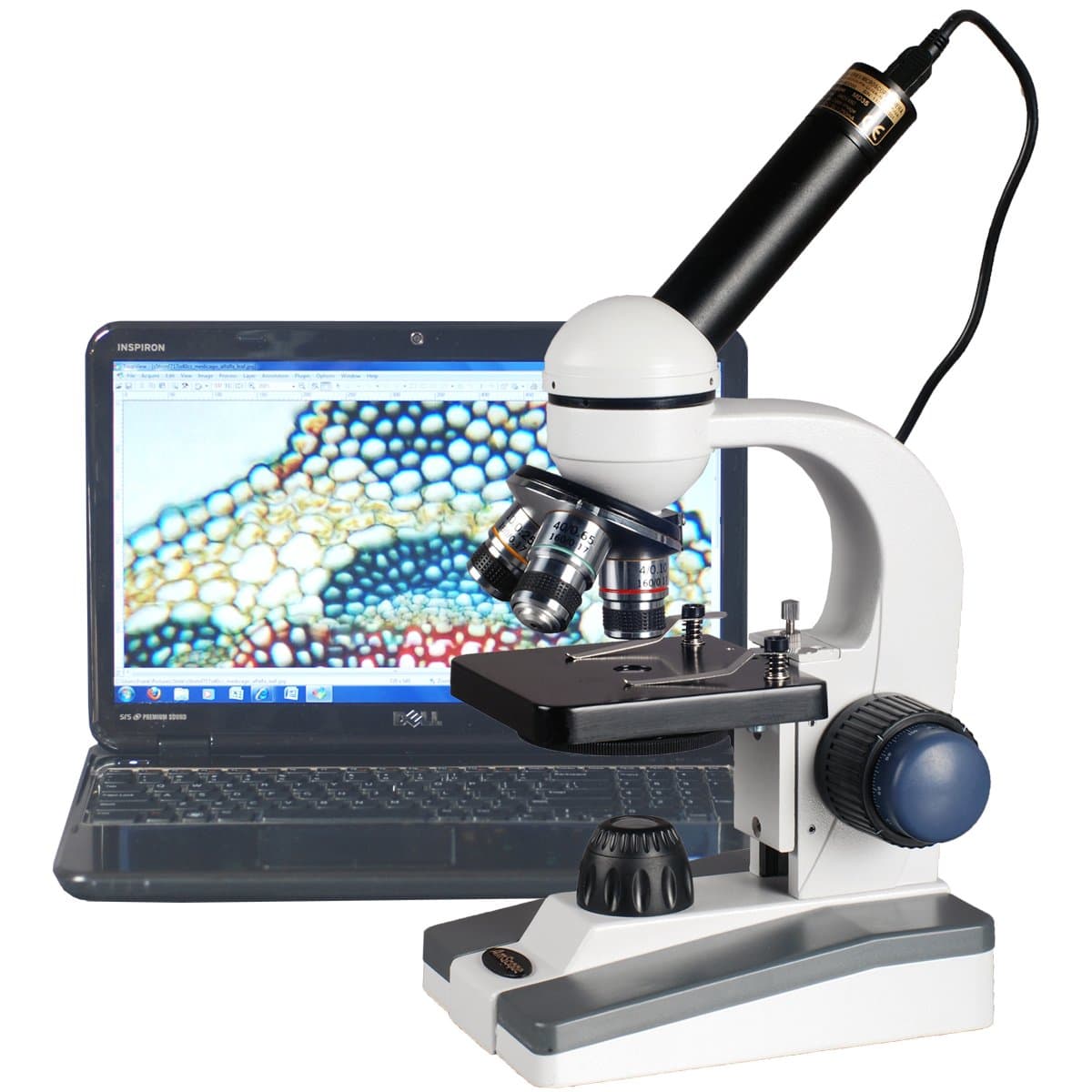 40X-1000X LED Coarse & Fine Focus Science Student Microscope + 5MP USB Camera