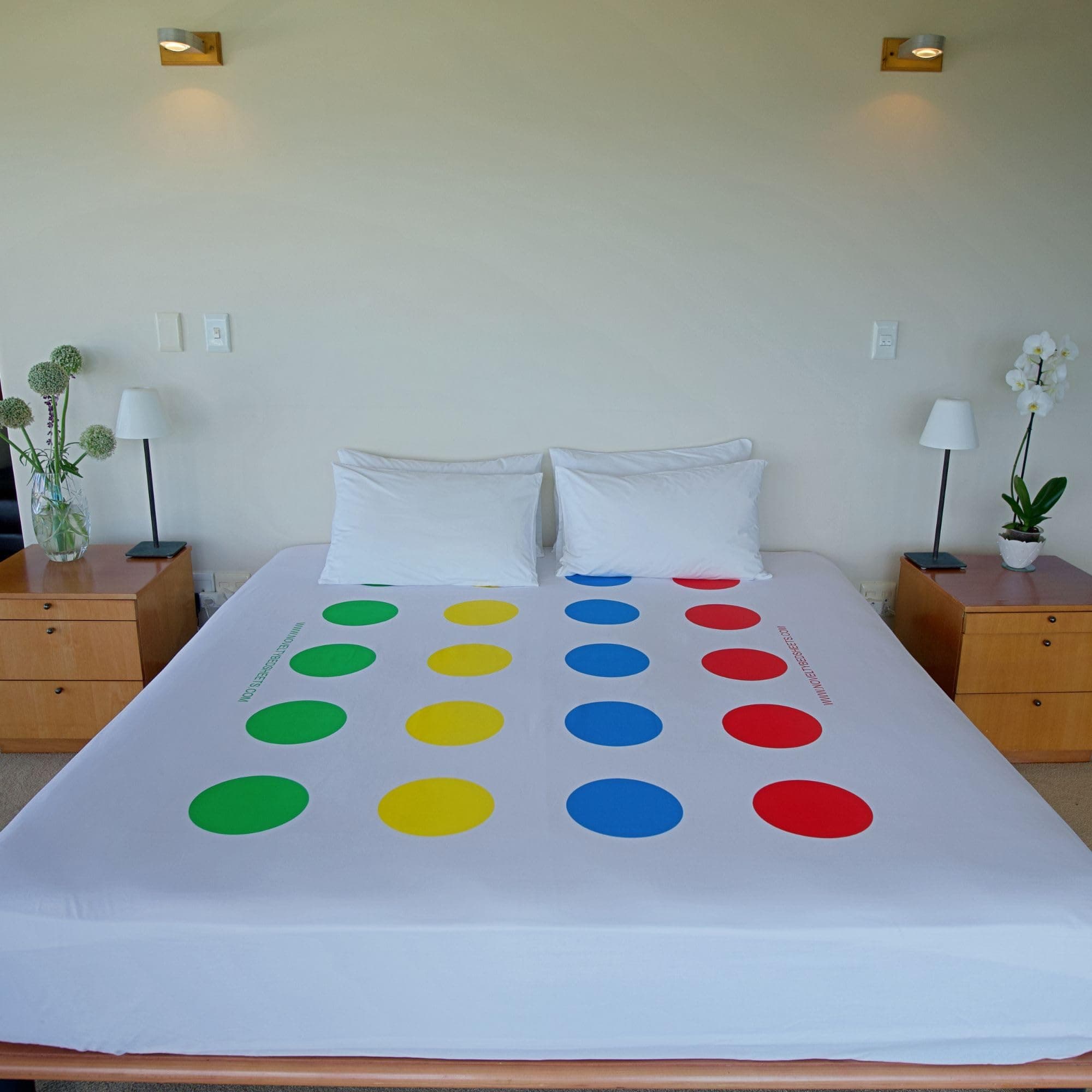 Novelty Bed Sheets for Couples, Twister-Style Interactive Design, King - Fun 2-Player Date Night & Playful Gift for Couples