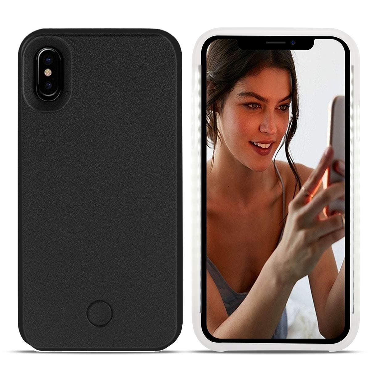 Avkkey iPhone XS Led Case iPhone XS Selfie Light iPhone Case Great for a bright Selfie and Facetime Illuminated Light Up Case Cover for iPhone X 5.8''(Black)